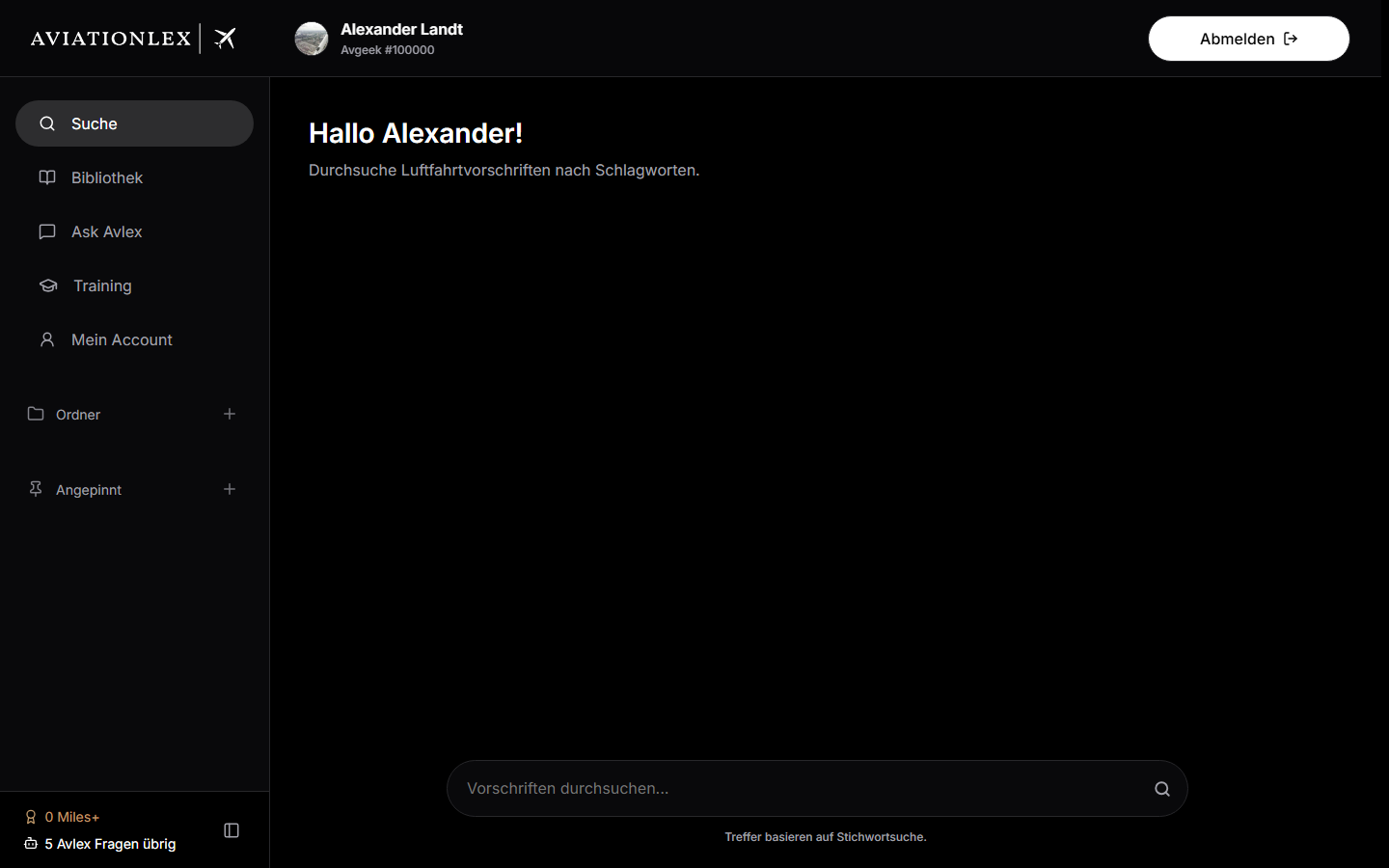 Dashboard after login