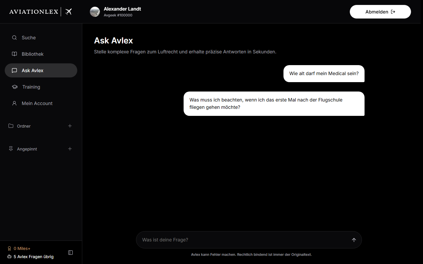 Ask Avlex answer with source