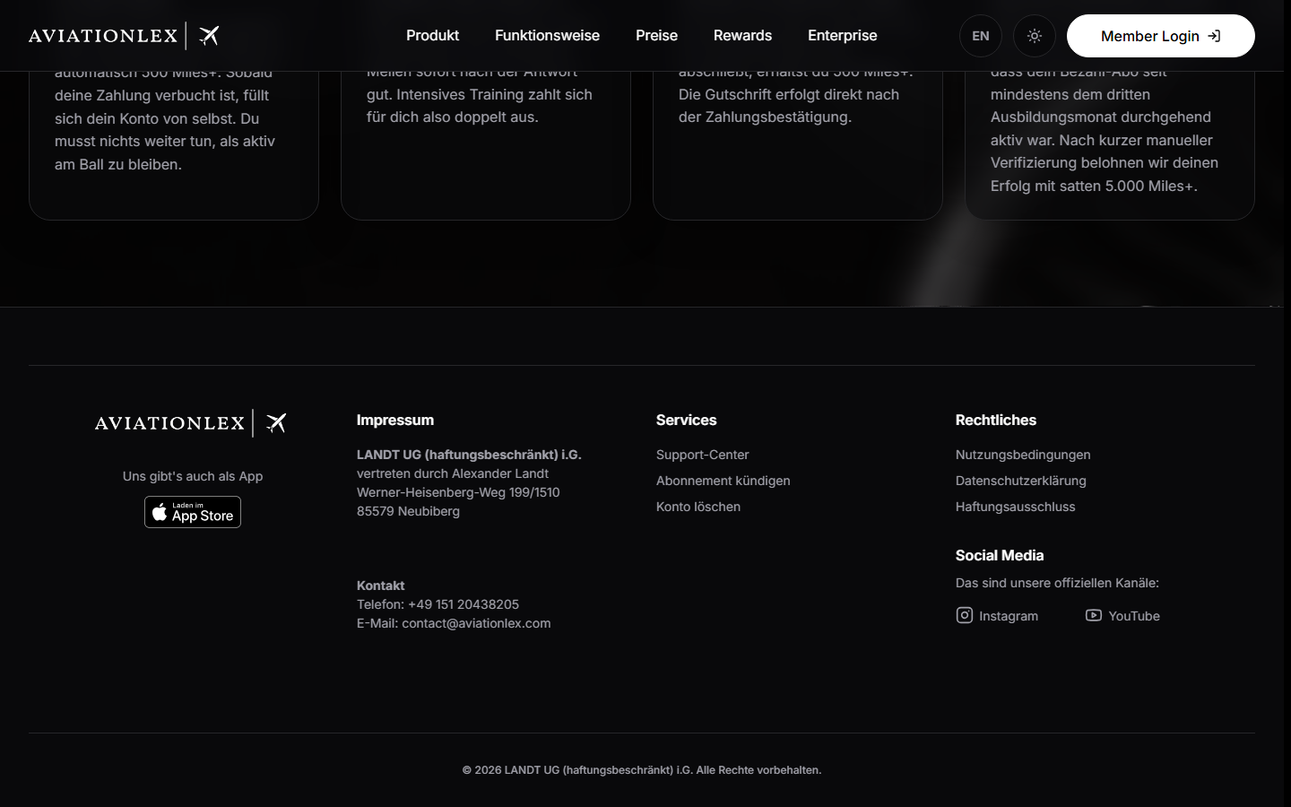 Delete account in the homepage footer